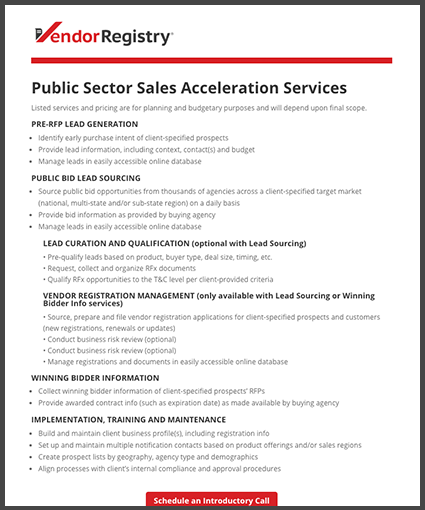Accelerate your Public Sector Sales | Vendor Registry